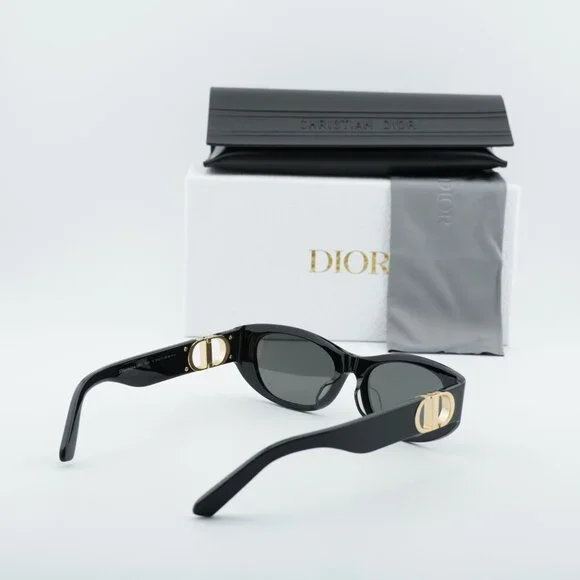 Dior 30MONTAIGNE S9U 01A0 Sunglasses Black Oval Frame, Grey Lenses - Picture 12 of 12